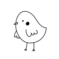Cute chicken isolated on white background. Vector hand-drawn illustration in doodle style. Perfect for Easter designs, cards, logo, decorations.