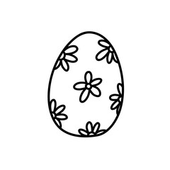 Cute decorated Easter egg isolated on white background. Vector hand-drawn illustration in doodle style. Perfect for holiday designs, cards, logo, decorations.