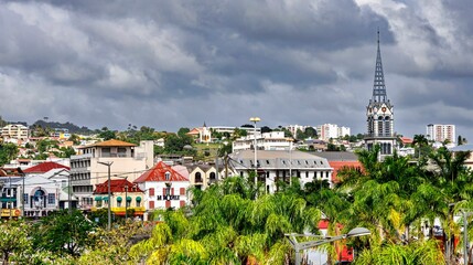 Beautiful cityscape of Georgetown in Guyana against the cloudy sky - obrazy, fototapety, plakaty