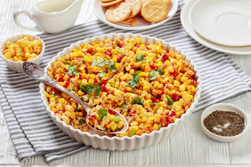 New Orleans Style Corn casserole in baking dish