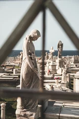 Photo sur Plexiglas Monument historique Vertical shot of the statues of women in the old San Juan cemetery, Puerto Rico