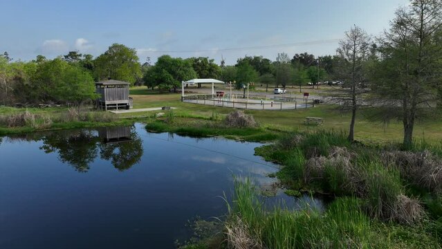 Small lake near Lake Pontchartrain in Mandeville, Louisiana