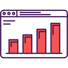Chart graph bar browser window vector icon
