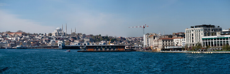 Fototapeta na wymiar Panorama at Turkey Bosphorus on a sunny day