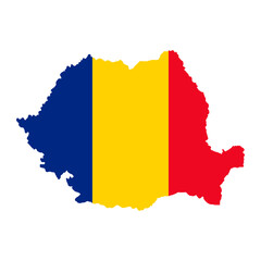 Romania map with flag. Vector illustration.