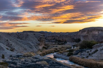 Lake Mead National Recreation Area surrounded by mountains during sunset, Las Vegas, Nevada