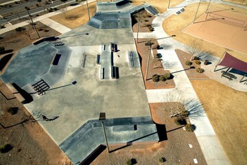 Drone top shot over Gary Reese Freedom park on a sunny day