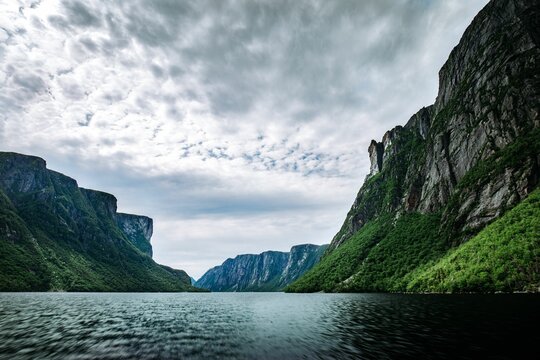 Fototapeta Western Brook Pond, a Canadian lake in Gros Morne National Park on west coast of Newfoundland,Canada
