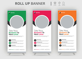 Business roll-up banner, Advertising and Multipurpose Use with Four Color Variations