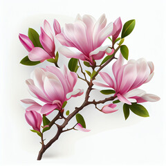 Obraz na płótnie Canvas Pink spring magnolia flowers branch background as a foliage with generative ai