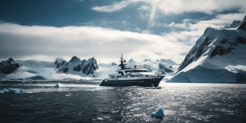 Obraz premium The Ultimate Luxury Expedition Yacht: Where Adventure Meets Luxury. Generative AI