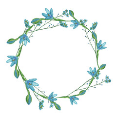 Watercolor frame - illustration with flowers elements, for wedding stationery, congratulations, wallpapers, and more on white background.