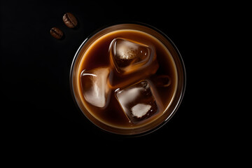 ice coffee, Top down view. generative ai