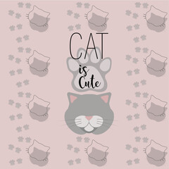 Seamless Pattern baby kitten with central composition of cute cat for newborn, infants, baby and kids 
