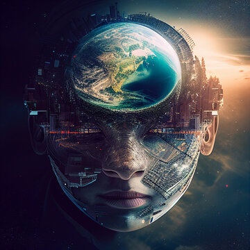AI looking down on earth - AI Generative