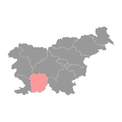 Littoral–Inner Carniola map, region of Slovenia. Vector illustration.