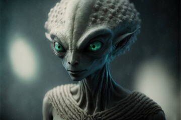 Alien from outer space portrait, created with generative ai