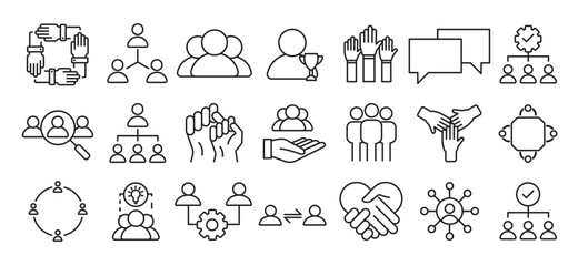 Business Teamwork icon set. the collection includes business teamwork, leadership, management, collaboration, employee and more.