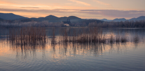 Peaceful Dawn at Banyoles Lake.