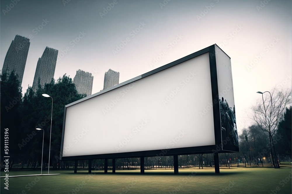 Canvas Prints wide blank billboard mockup in city square during day, created with generative ai