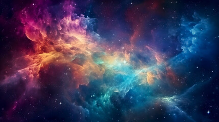 Obraz na płótnie Canvas Colorful space galaxy cloud nebula, Stary night cosmos, Universe science astronomy, Supernova background wallpaper, colorful cloud space background created with Generative AI