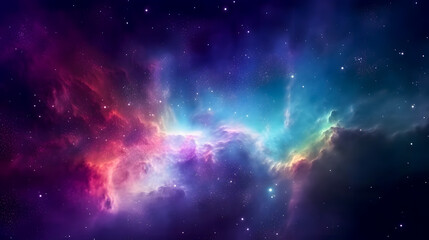 Obraz na płótnie Canvas Colorful space galaxy cloud nebula, Stary night cosmos, Universe science astronomy, Supernova background wallpaper, space background created with Generative AI