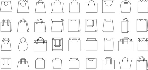 Shopping bag related line icon set.