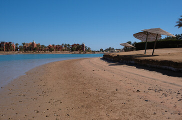 Fototapeta na wymiar Beautiful beach area in El Gouna, Red Sea, Egypt, Africa