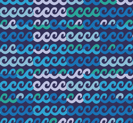 Fototapeta na wymiar Abstract Colorful Sea Wave Stripes Seamless Vector Pattern Perfect for Swimwear Fabric Print or Wrapping Paper