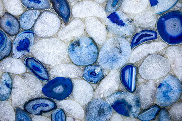 Blue and white agate natural semiprecious stone panno