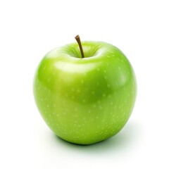 A fresh raw organic green apple with water drops for recipes on white background Generative AI Illustration