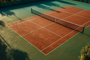 Tennis court, sunny weather, Generative AI, generative, AI