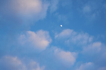Sweet Sky, Sunset Sky with Moon. Golden hour