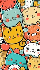 Generative AI happy cats cartoon 