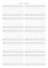 A simple style Habit tracker. Note, scheduler, diary, calendar planner document template illustration.