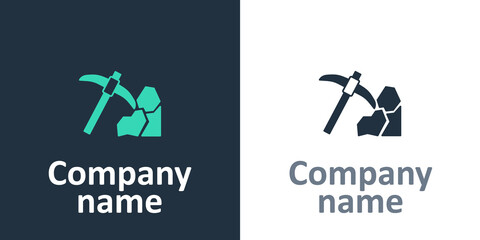 Logotype Gold mining icon isolated on white background. Logo design template element. Vector