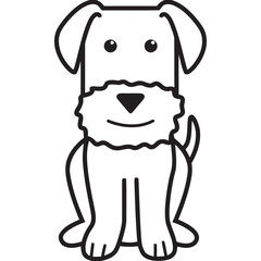 Airedale Terrier Dog Breed Cartoon Kawaii Sketch Hand Drawn Watercolor Painting Silhouette Sticker Illustration Sublimation EPS Vector Graphic
