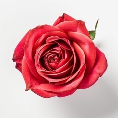 Fototapeta premium Single Rose Flower in Close-up: A Top View on White Background, Generative AI