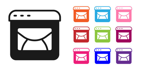 Black Mail and e-mail icon isolated on white background. Envelope symbol e-mail. Email message sign. Set icons colorful. Vector