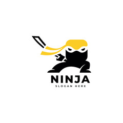 Ninja warrior icon. Simple black ninja head logo illustration design