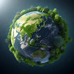 green planet earth. sustainable, plants. Created using generative AI