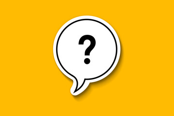 Question mark with speech bubble on yellow background	 - obrazy, fototapety, plakaty