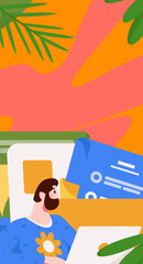 Business people working in flat vector concept operation hand drawn illustration
