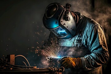 industrial welding process work with metal weld, created with generative ai