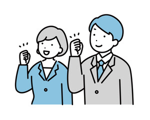 Fototapeta premium ガッツポーズをするビジネスパーソンのイラスト素材