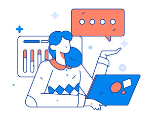 Business people working in flat vector concept operation hand drawn illustration
