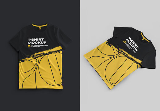 2 Mockups T-Shirt, View Top