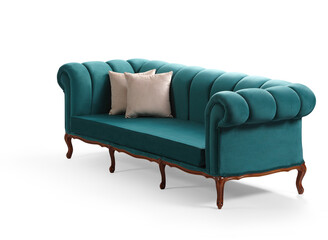 Classic sofa isolated on white background . corner view