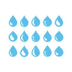 Water drops vector icon set. Simple drop of water icons.