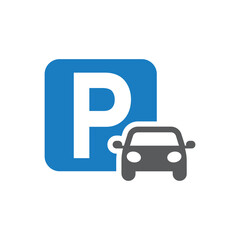 Parking and car vector sign. Park here simple icon.